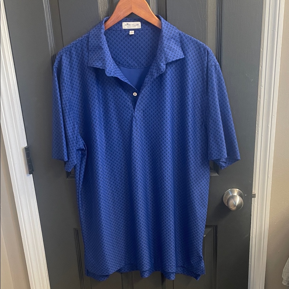 Peter Millar Textured Blue Polo Shirt